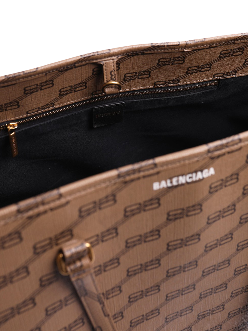 Product image 4 of 5, which shows Pre-loved Balenciaga BB Coated Canvas Tote Bag, Brown