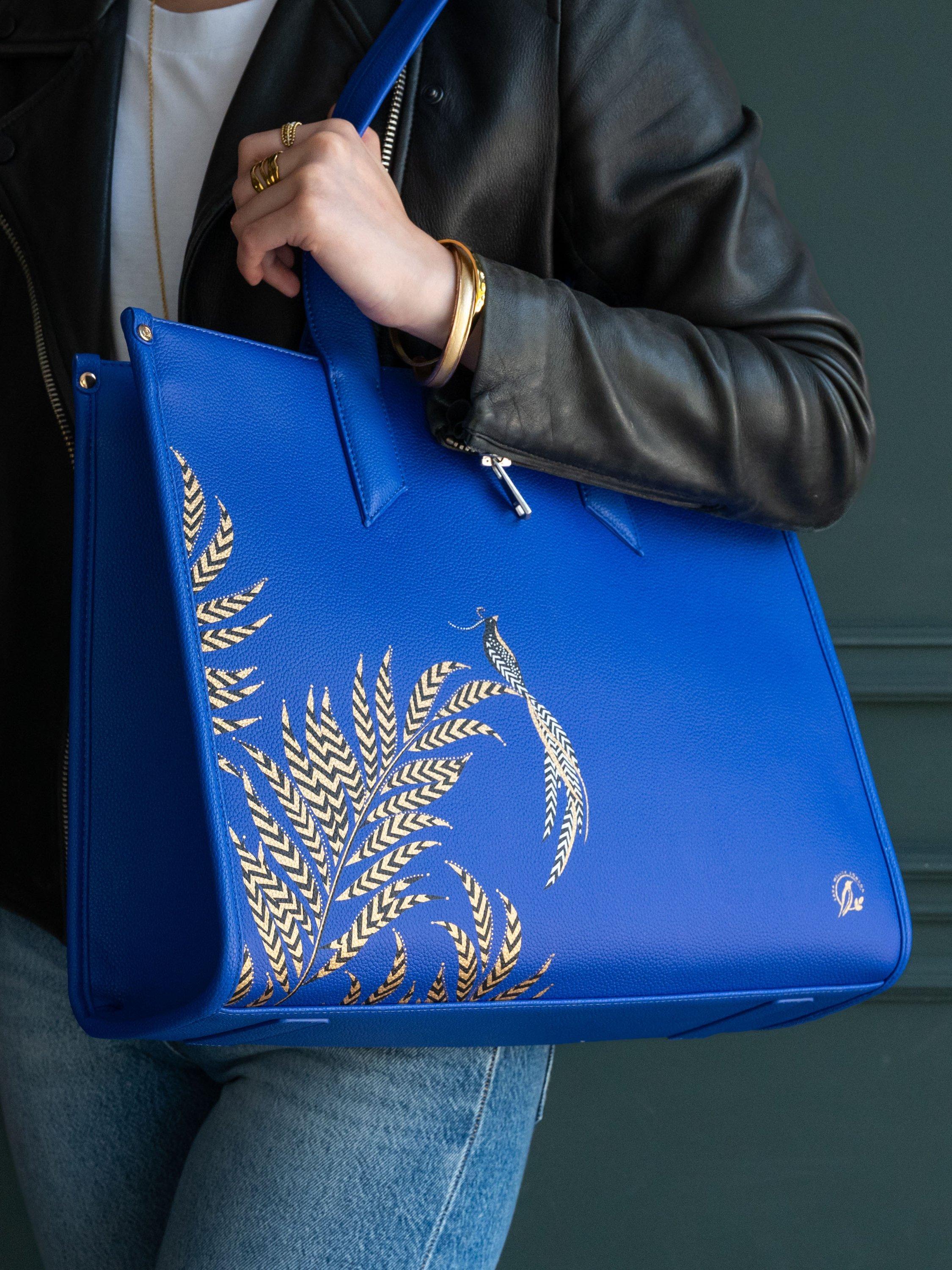 Product image 6 of 8, which shows Sara Miller Oversized Box Tote Bag, Botanic Blue
