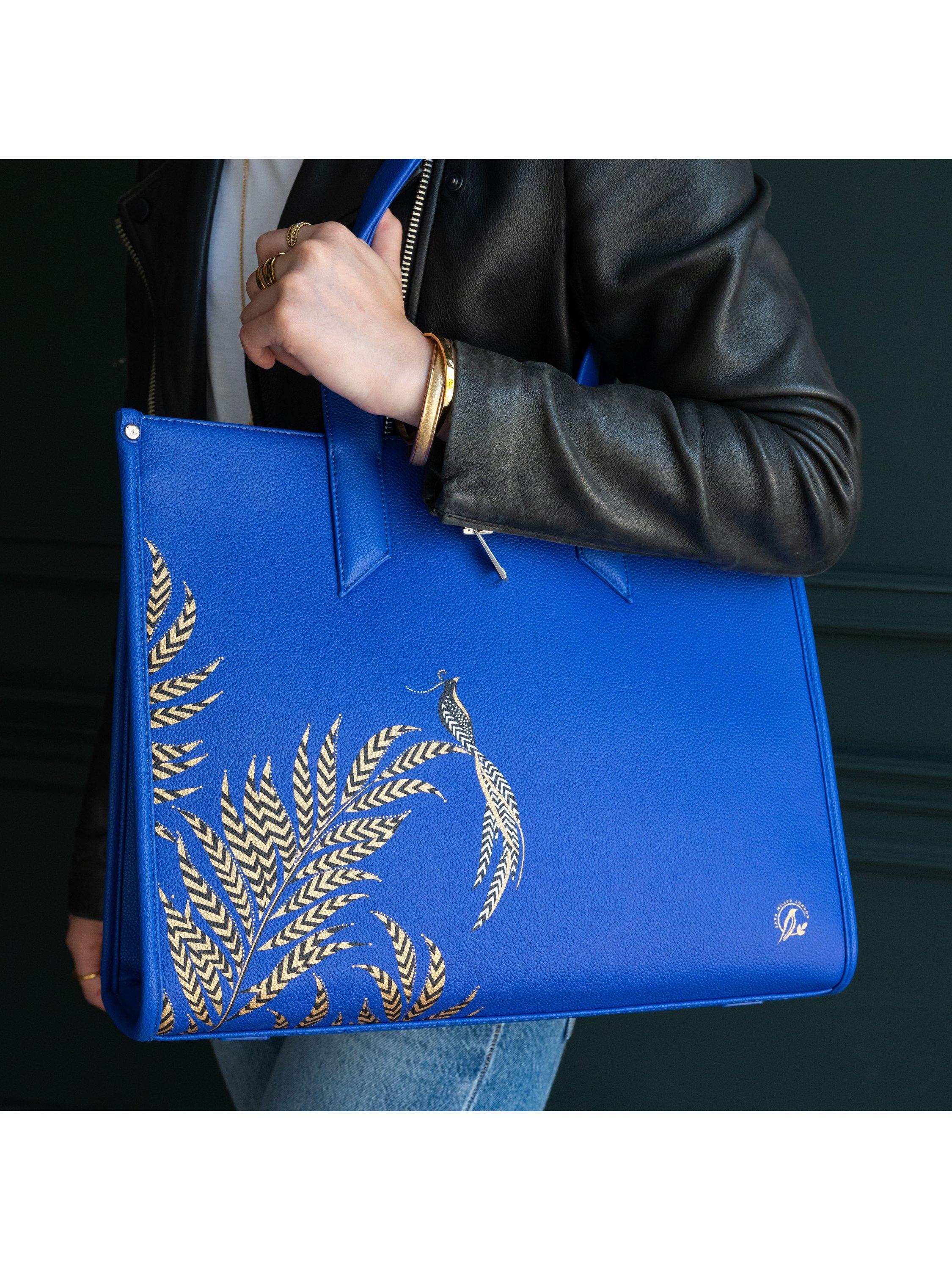 Product image 7 of 8, which shows Sara Miller Oversized Box Tote Bag, Botanic Blue