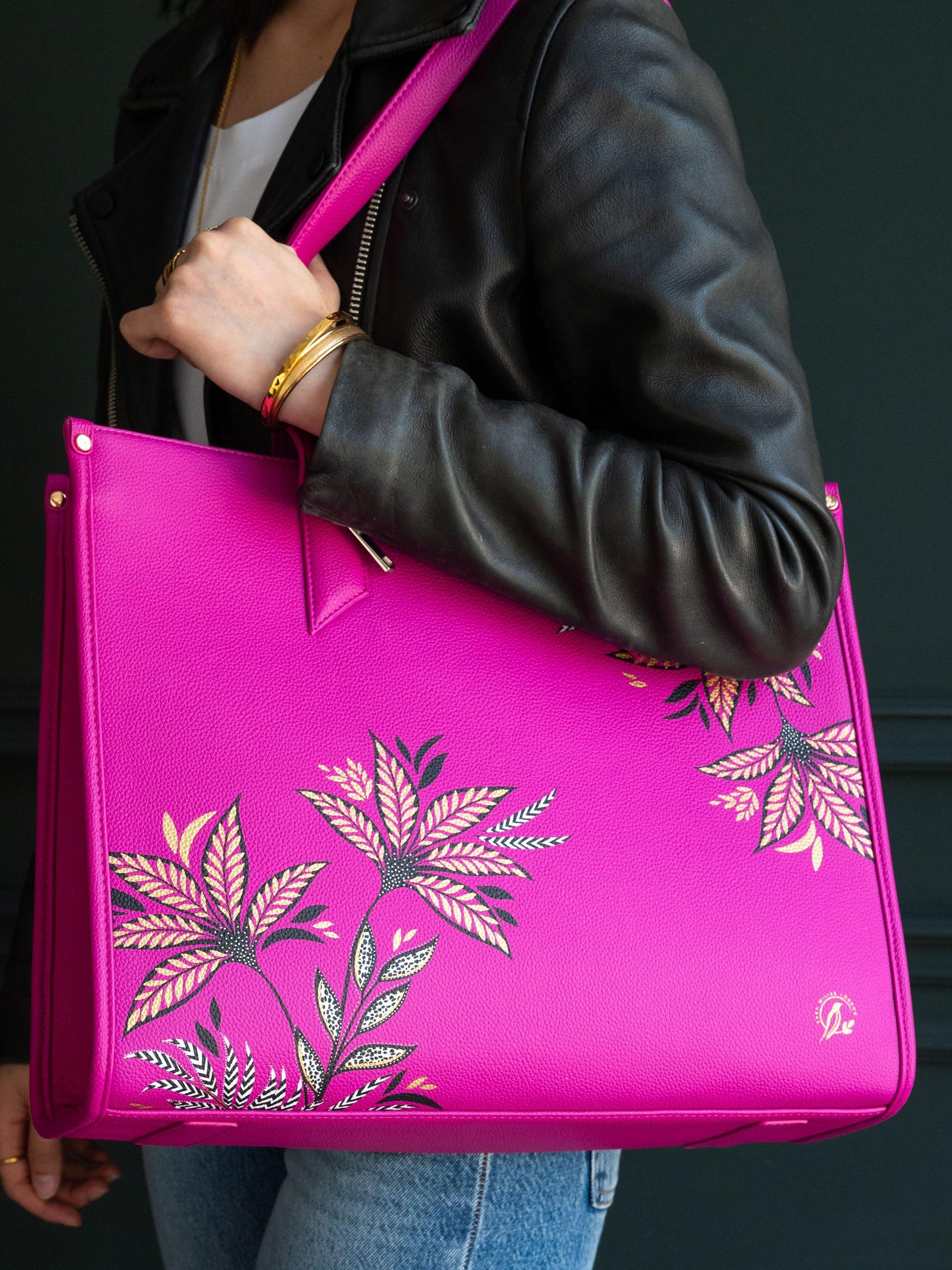 Product image 6 of 8, which shows Sara Miller Oversized Box Tote Bag, Botanic Pink