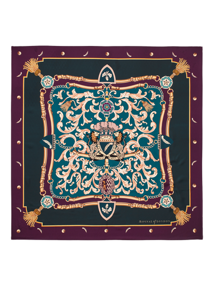 Aspinal of London Signature Shield Silk Scarf, Fig, Fig