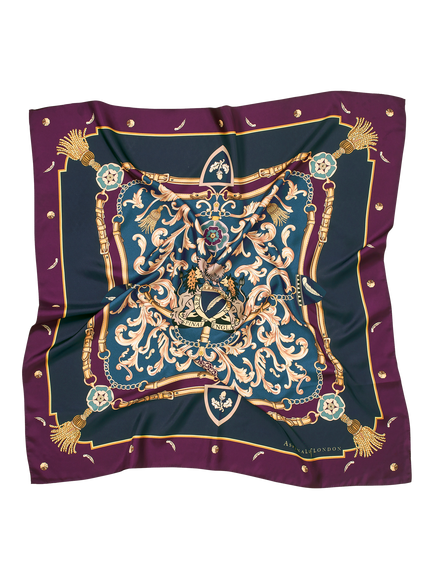 Aspinal of London Signature Shield Silk Scarf, Fig - view 2, Fig
