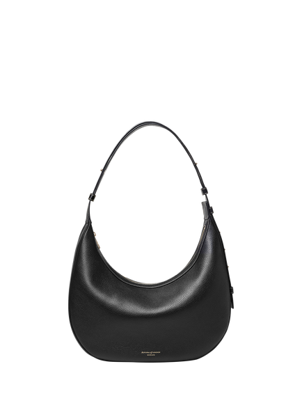 Aspinal of London Soho Grain Leather Large Crescent Bag, Black