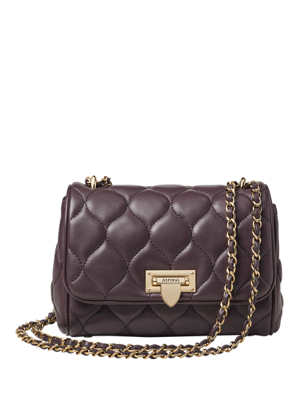Aspinal of London Lottie Quilted Leather Shoulder Bag, Fig, Fig