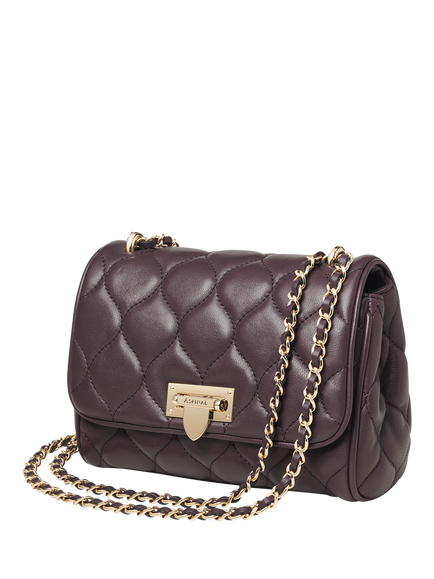 Aspinal of London Lottie Quilted Leather Shoulder Bag, Fig - view 2, Fig