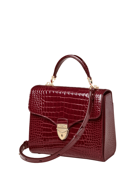 Aspinal of London Mayfair Leather Top Handle Grab Bag, Merlot - view 2, Merlot