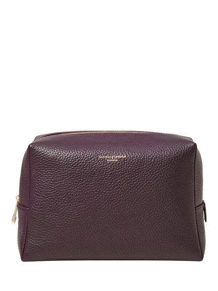Aspinal of London Large Pebble Leather Toiletry Bag, Fig