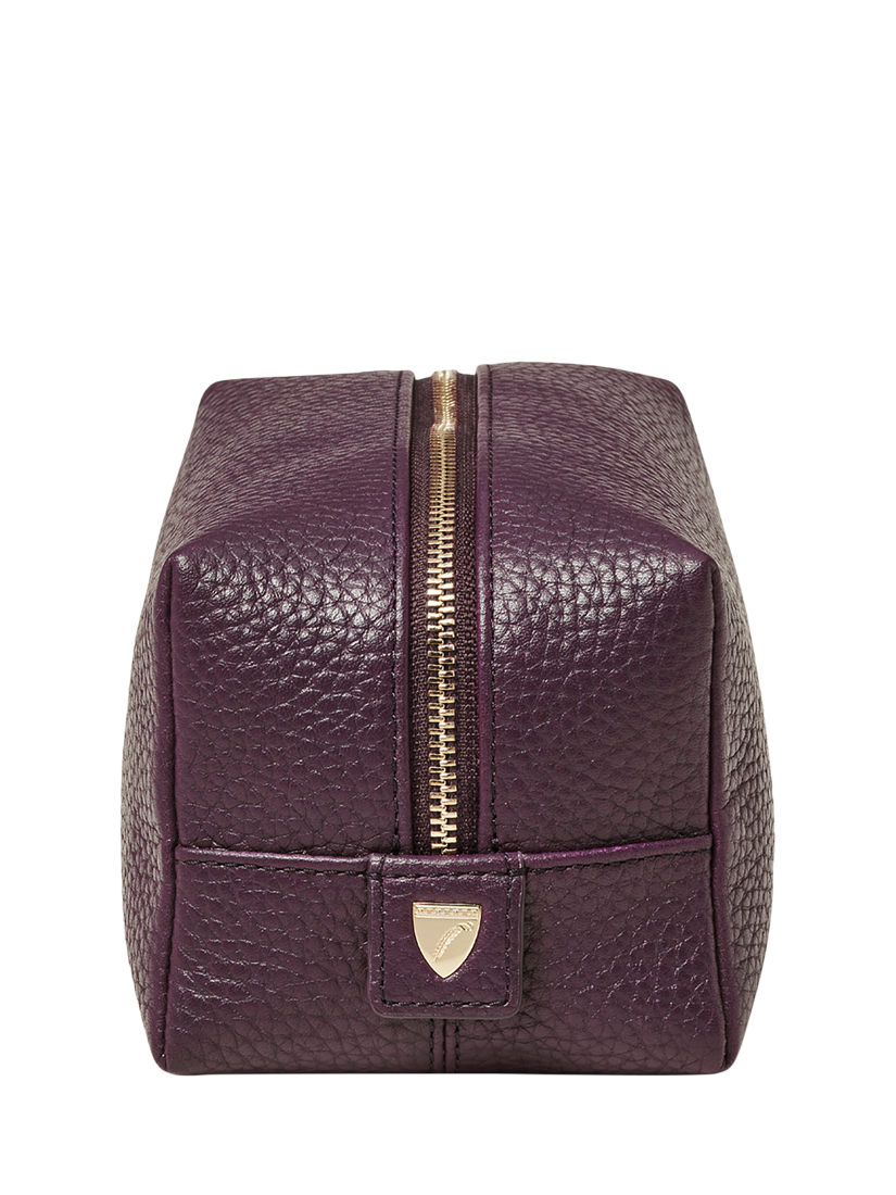 Product image 3 of 4, which shows Aspinal of London Medium Pebble Leather Makeup Bag, Fig