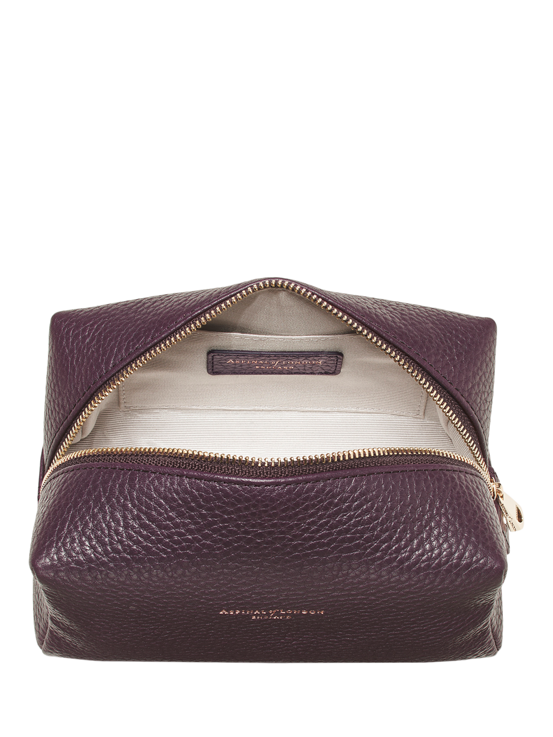Product image 4 of 4, which shows Aspinal of London Medium Pebble Leather Makeup Bag, Fig
