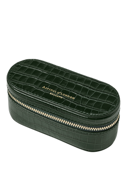 Aspinal of London Croc Leather Handbag Organiser, Evergreen, Evergreen