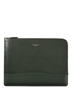Aspinal of London City Leather Laptop Sleeve Case, Forest Green