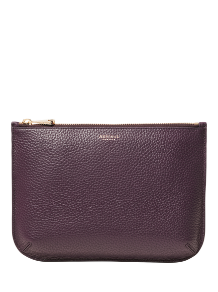 Aspinal of London Large Ella Pebble Grain Leather Pouch, Fig
