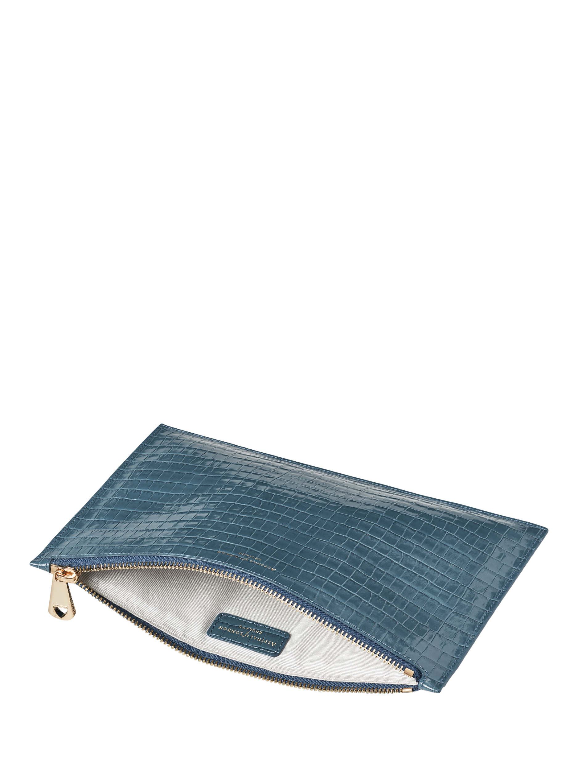 Product image 3 of 4, which shows Aspinal of London Large Essential Leather Flat Pouch, Peacock