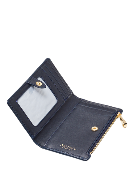 Aspinal of London Mayfair Patent Croc Coin & Card Purse - view 2, Midnight Blue