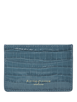 Aspinal of London Croc Leather Slim Credit Card Case - view 2, Peacock