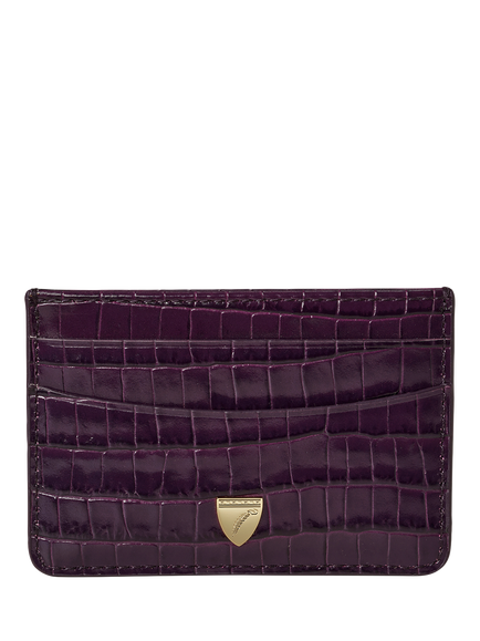 Aspinal of London Croc Leather Slim Credit Card Case, Fig