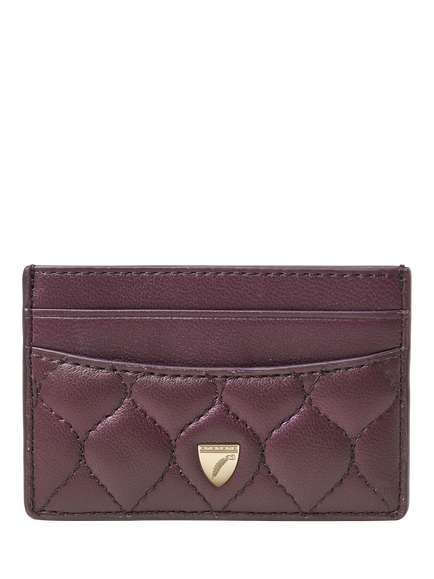 Aspinal of London Quilted Leather Slim Credit Card Case, Fig
