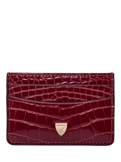 Aspinal of London Croc Leather Slim Credit Card Case, Merlot