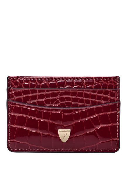 Aspinal of London Croc Leather Slim Credit Card Case, Merlot