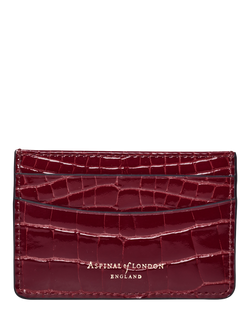 Aspinal of London Croc Leather Slim Credit Card Case - view 2, Merlot