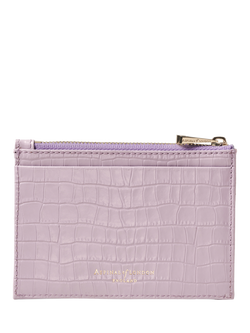Aspinal of London Leather Double Zipped Card and Coin Holder, Lavender - view 2, Lavender