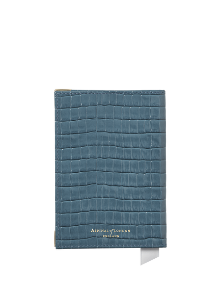 Aspinal of London Croc Leather Passport Cover, Peacock - view 2, Peacock