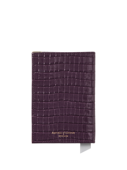 Aspinal of London Croc Leather Passport Cover, Fig - view 2, Fig