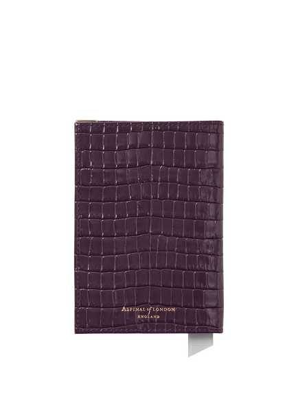 Aspinal of London Croc Leather Passport Cover, Fig - view 2, Fig