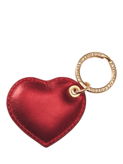 Aspinal of London Leather Heart Keyring, Tinsel Red - view 2, Tinsel Red