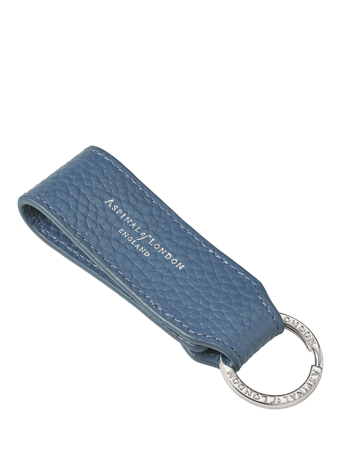 Product image 2 of 2, which shows Aspinal of London Small Pebble Leather Loop Keyring, Topaz