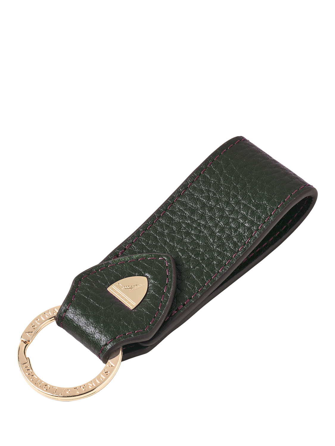 Product image 1 of 2, which shows Aspinal of London Small Pebble Leather Loop Keyring, Alpine