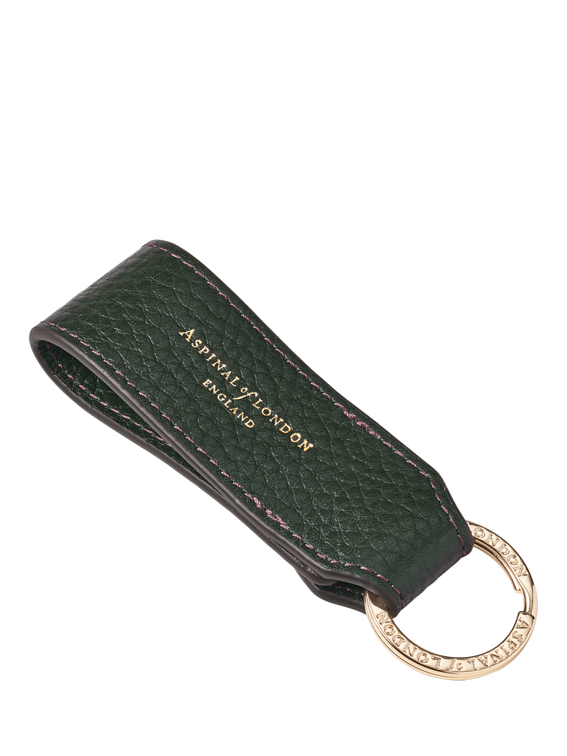 Product image 2 of 2, which shows Aspinal of London Small Pebble Leather Loop Keyring, Alpine