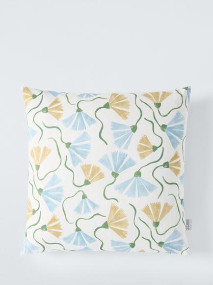 Scion Fringed Poppy Cushion, Honey/Cornflower, Honey