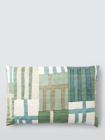 Harlequin Monolith Silk Cushion, Jade/Kyanite, Jade