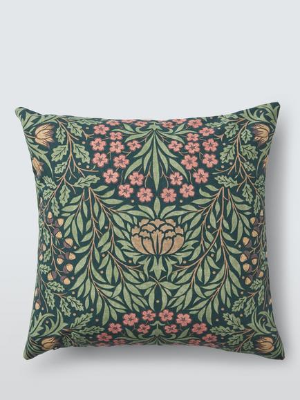 Morris & Co. Daisy & Oak Cushion, Forest Green, Forest Green