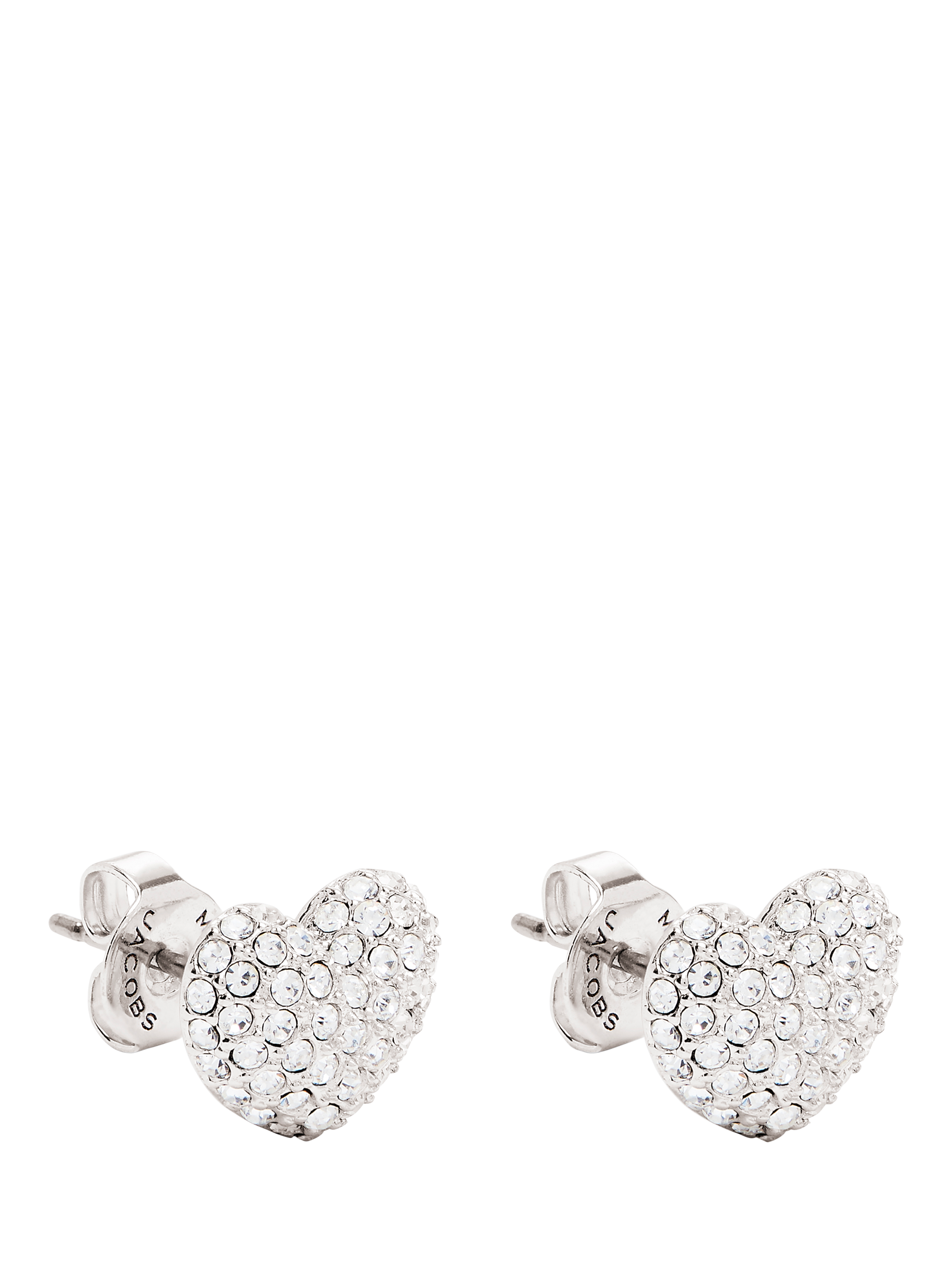 Product image 1 of 2, which shows Marc Jacobs Heart Stud Earrings, Silver/Crystal