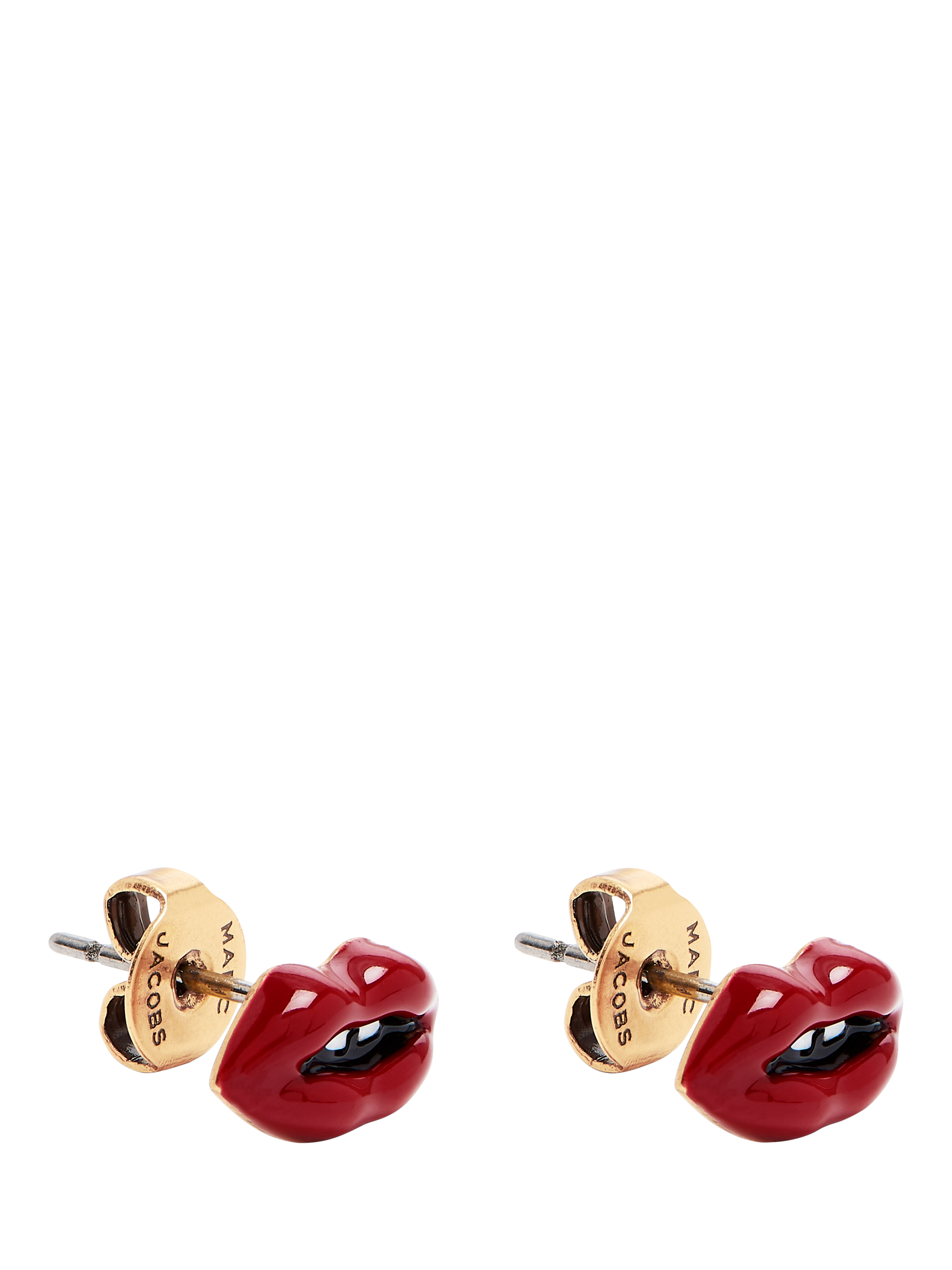 Product image 1 of 2, which shows Marc Jacobs Lip Stud Earrings, Gold/Red