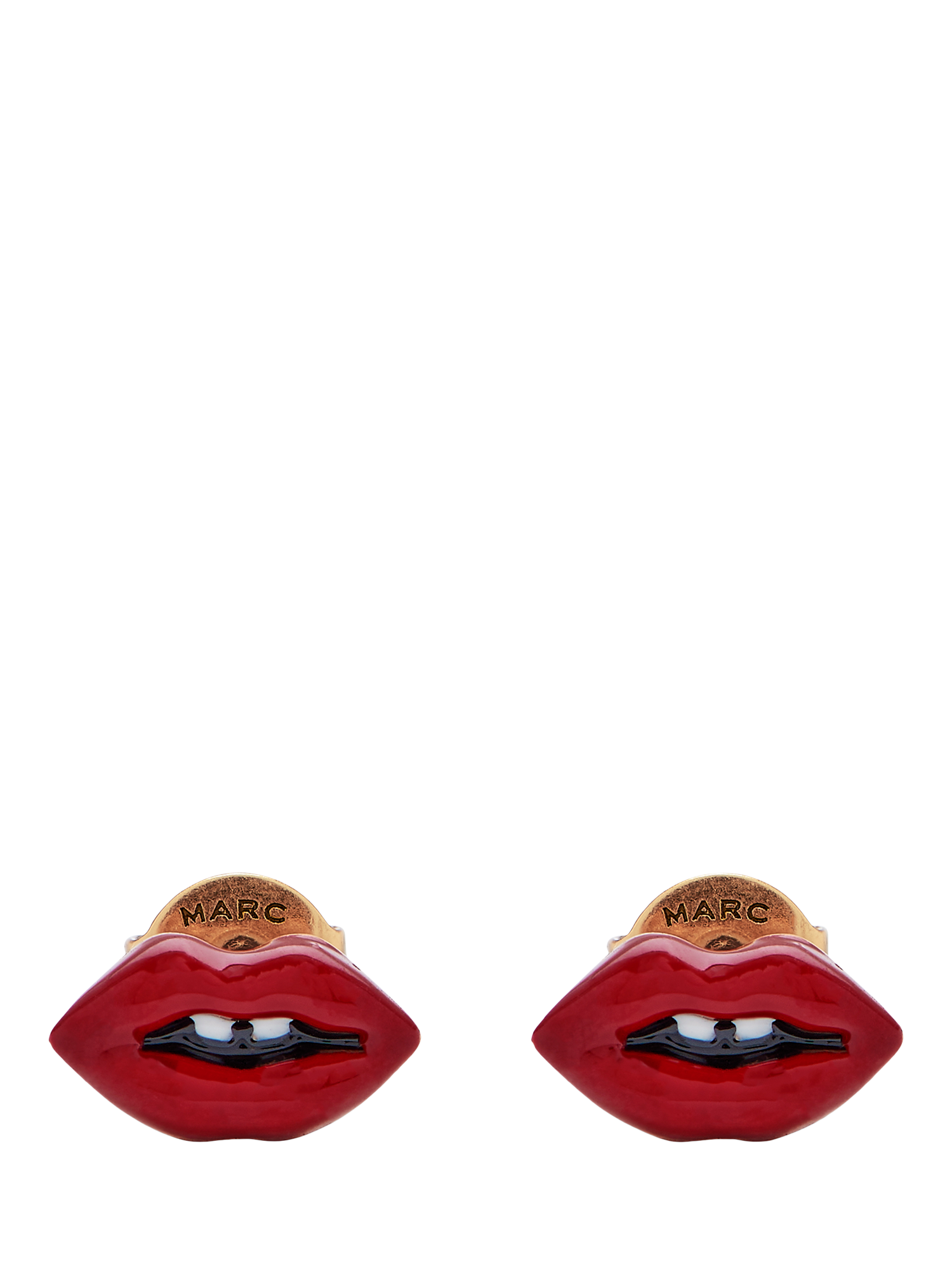 Product image 2 of 2, which shows Marc Jacobs Lip Stud Earrings, Gold/Red