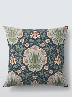 Morris & Co. Iris & Rose Cushion, Indigo, Indigo