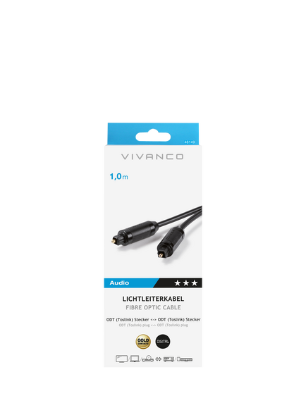 Vivanco Fibre Optic Cable, 1m, Black - view 2, Black