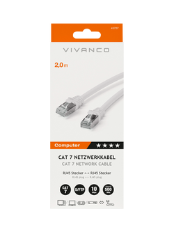Vivanco Cat 7 Network Ethernet Cable, 2m, White - view 2, White