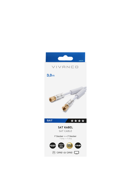 Vivanco Satellite Receiver Connection Cable, 3m, White - view 2, White