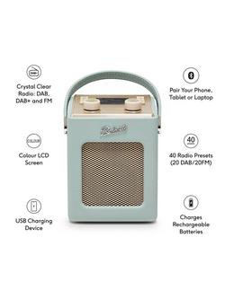 Roberts Revival Mini DAB/DAB+/FM Bluetooth Portable Digital Alarm Clock Radio - view 2, Duck Egg