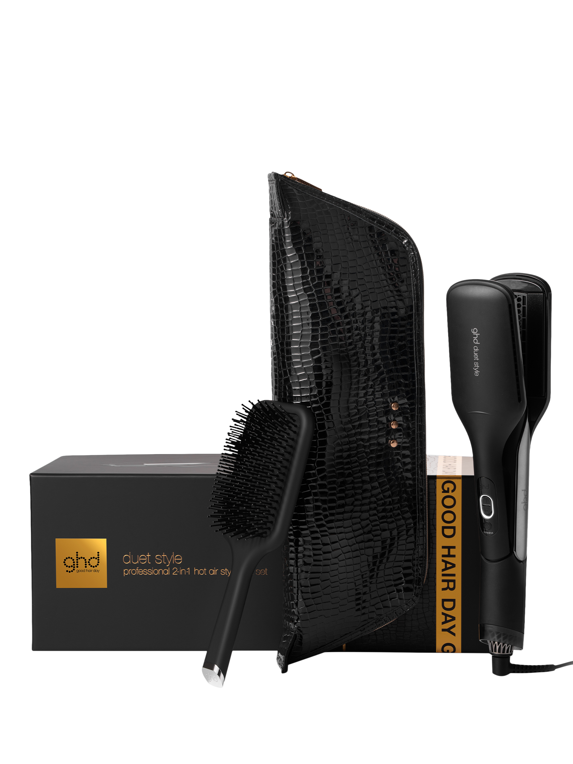 Product image 1 of 7, which shows ghd Duet Style Hair Styler Gift Set, Black