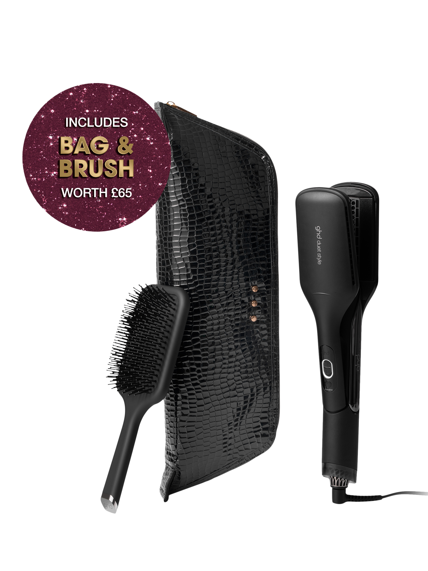 Product image 2 of 7, which shows ghd Duet Style Hair Styler Gift Set, Black