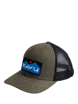 KAVU Above Standard Trucker Cap, Olive Topo, Olive Topo