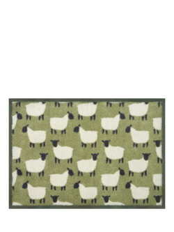 Turtle Mat Sheep Flock Door Mat, Natural, Green