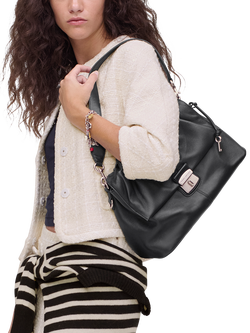 Marc Jacobs Cristina Leather Messenger Bag, Black - view 2, Black