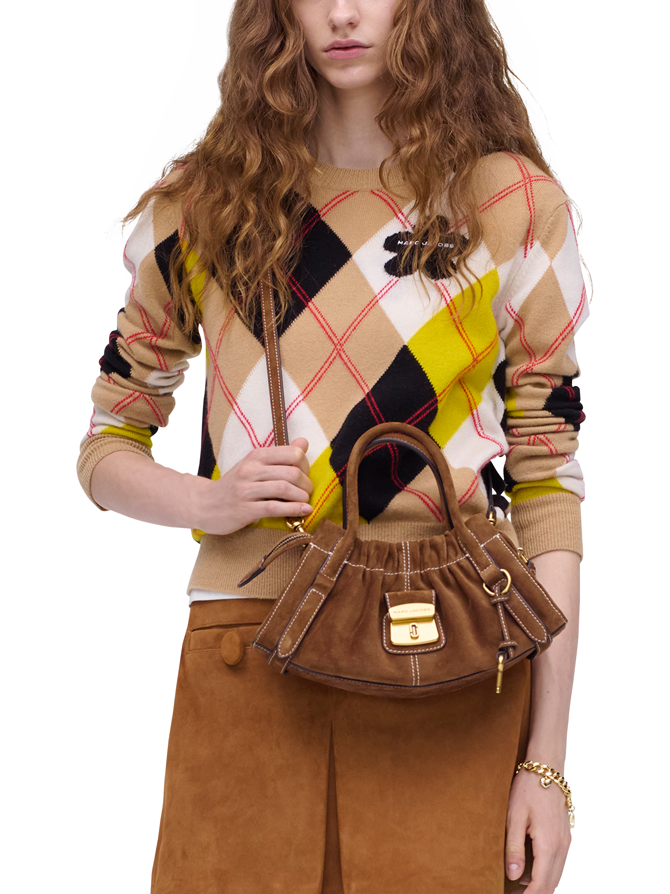 Product image 2 of 3, which shows Marc Jacobs Suede Cristina Satchel Bag, Copper