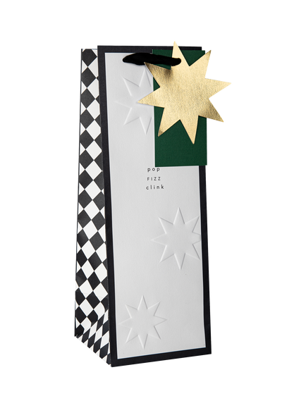 Hall & Co Memento Luxe Bottle Gift Bag, White&black, White&black